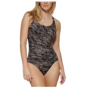 Calvin Klein One Piece Brown & Black Animal Print Swimsuit 8 NWT